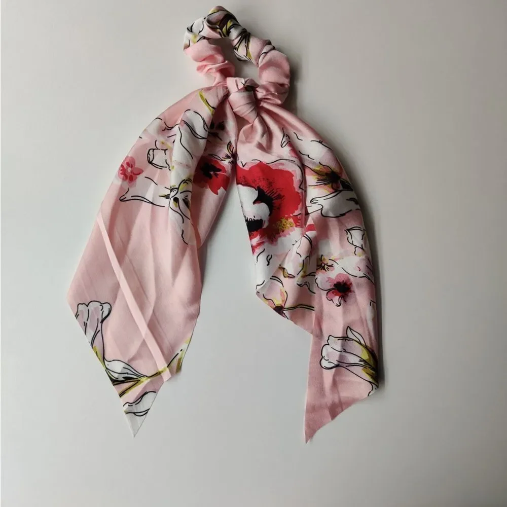 Floral Pink Hair Scarf K78